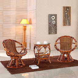 阳台庭院藤椅子茶几三件套室内休闲藤椅户外藤艺家具铁艺桌椅组合