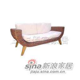 B&E佰宜家居 田园风格环保藤艺家具双人沙发