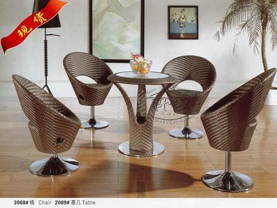 【轩航家具 庭园藤艺家具 广场酒吧休闲桌椅 户外桌椅四椅一桌 3068】价格,厂家,图片,椅子、凳、榻,佛山市轩航居家具-