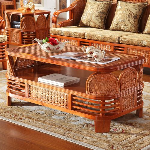 东南亚印尼藤编茶几 自然与工艺的完美融合